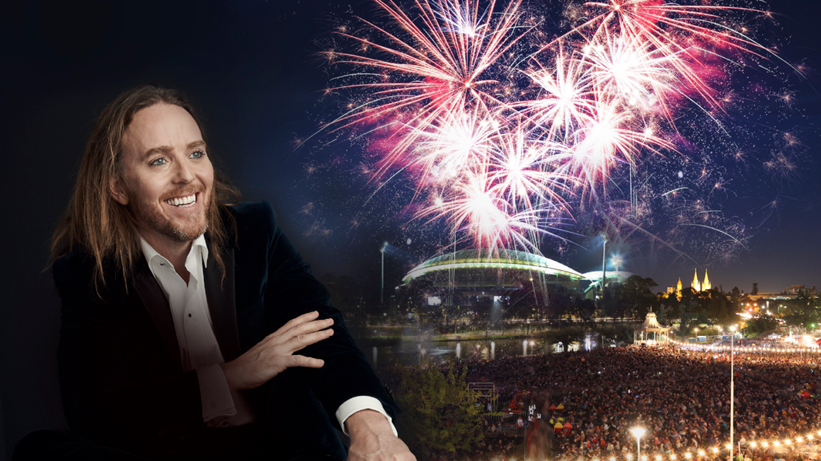 Tim Minchin and Elder Park during AF opening concert