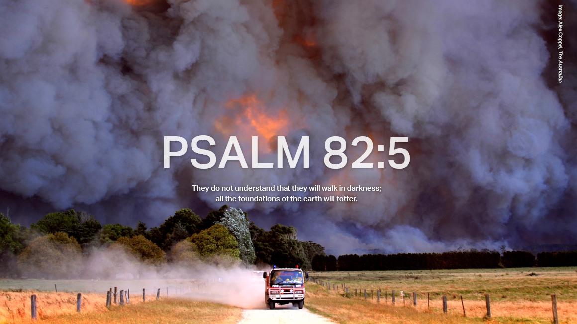 A CFA fire truck leaves the scene of a giant blaze east of Melbourne. The blaze, reminiscent of a nuclear explosion was part of the Victorian Black Saturday Bushfires of 2009. 